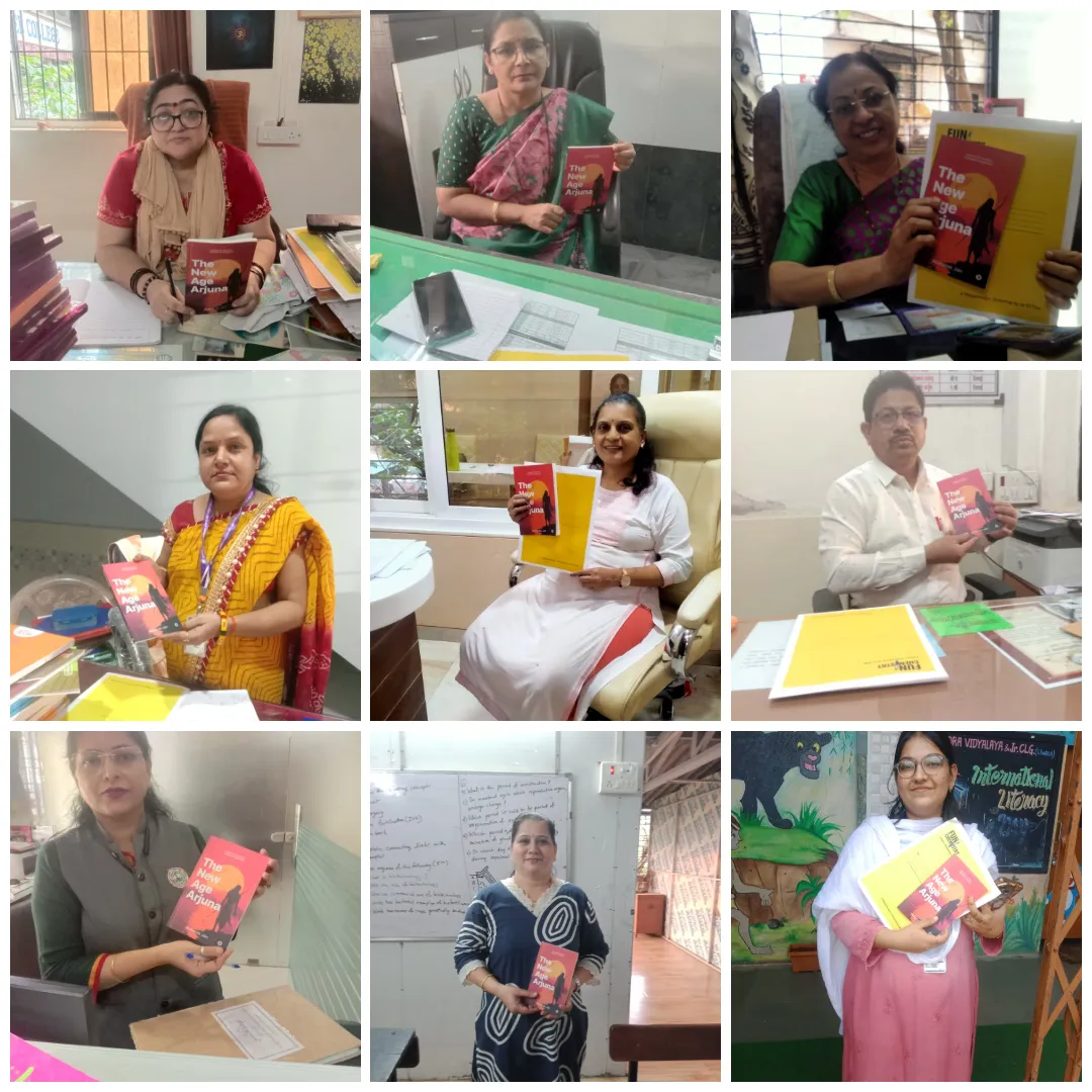 Principals receiving The New Age Arjuna book from Abhishek Jain (3)