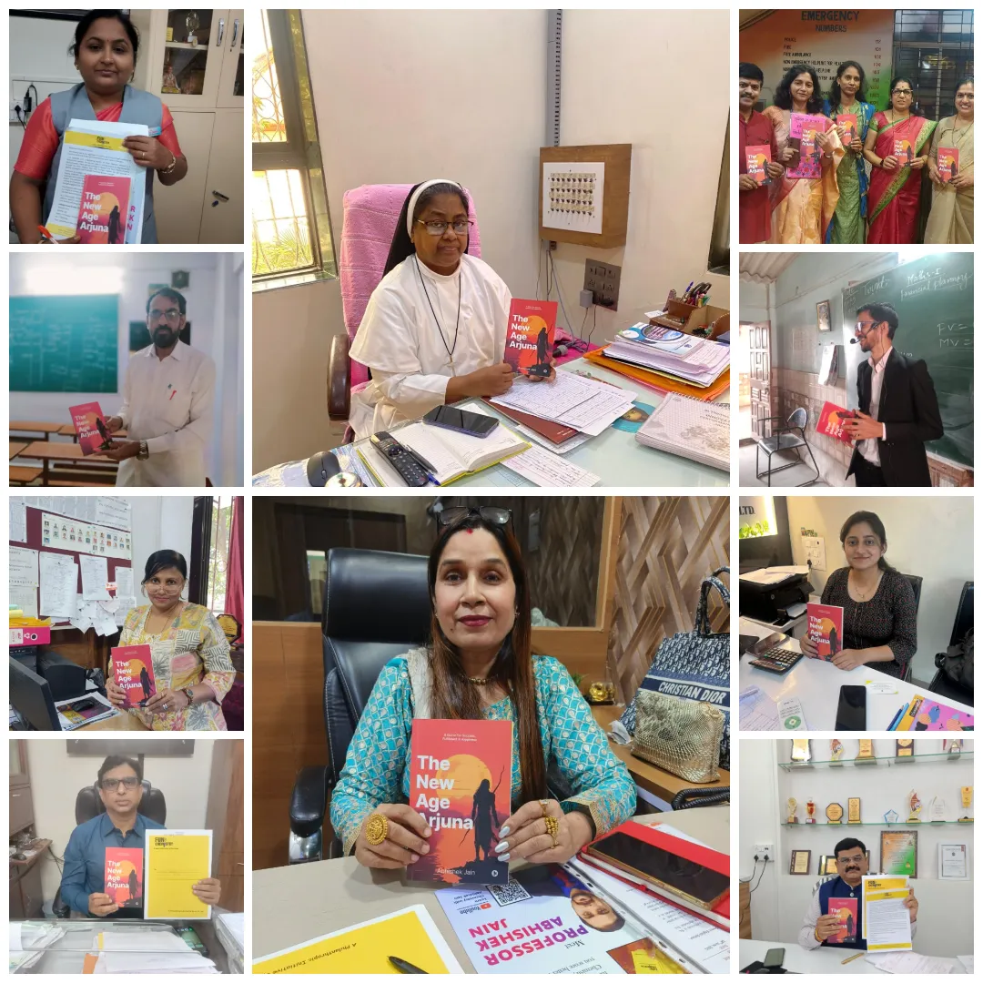 Principals receiving The New Age Arjuna book from Abhishek Jain (2)